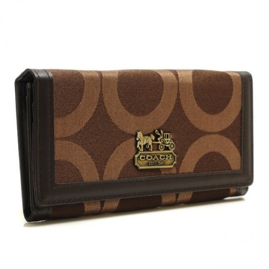 Coach Legacy Legacy Logo Signature Large Coffee Wallets BRU | Coach Outlet Canada